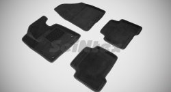 4 999 р. Износостойкие коврики в салон 3D HYUNDAI SANTA FE III черные (компл)  Hyundai Santa Fe  3 DM (2012-2016). Увеличить фотографию 1