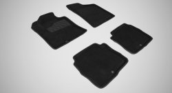 4 999 р. Износостойкие коврики в салон 3D HYUNDAI SANTA FE черные (компл)  Hyundai Santa Fe  2 CM (2006-2012). Увеличить фотографию 1