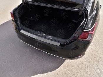 1 399 р. Защитная накладка заднего бампера Russtal  Lexus ES350  XV70 (2018-2022) (Нержавейка полированная). Увеличить фотографию 1