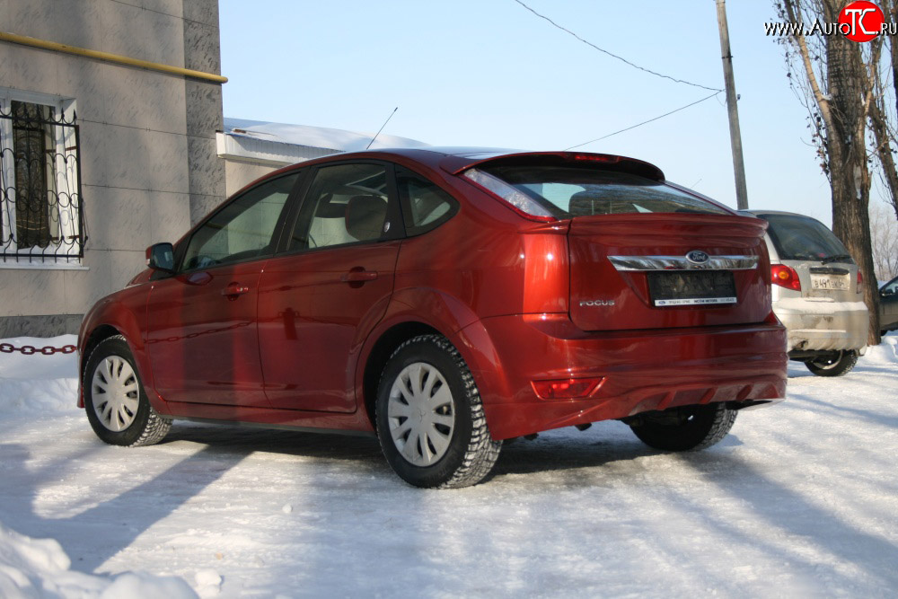1 699 р. Накладка заднего бампера AutoTC Ford Focus 2 хэтчбэк 3 дв. рестайлинг (2007-2011) (Неокрашенная)