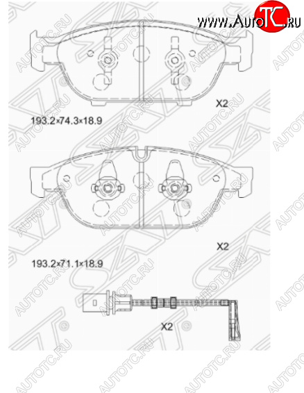 3 399 р. Комплект передних тормозных колодок SAT (Китай)  Audi A6  C7 - A8  D4