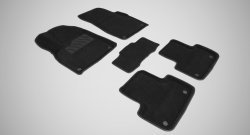 4 999 р. Износостойкие коврики в салон SeiNtex Premium 3D 4 шт. (ворсовые, черные)  Audi Q7  4M (2015-2024). Увеличить фотографию 1