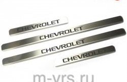 Накладки на порожки автомобиля M-VRS (нанесение надписи методом окраски) Chevrolet Aveo T200 седан (2003-2008)