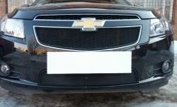 1 469 р. Нижняя сетка на бампер Russtal (черная)  Chevrolet Cruze ( седан,  хэтчбек) (2009-2015). Увеличить фотографию 4