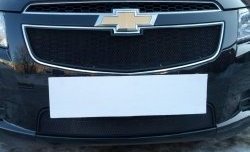 1 469 р. Нижняя сетка на бампер Russtal (черная)  Chevrolet Cruze ( седан,  хэтчбек) (2009-2015). Увеличить фотографию 1