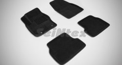 4 799 р. Износостойкие коврики в салон SeiNtex Premium 3D 4 шт. (ворсовые, черные)  Ford Focus  2 (2004-2011). Увеличить фотографию 1