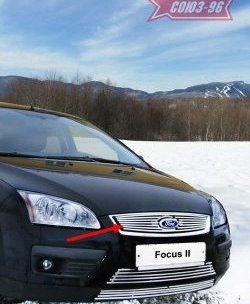 3 824 р. Декоративный элемент решетки радиатора Souz-96 (d10) Ford Focus 2 универсал дорестайлинг (2004-2008). Увеличить фотографию 1