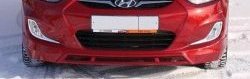 6 299 р. Накладка на передний бампер Tuning-Sport v2 Hyundai Solaris 1 седан RBr дорестайлинг (2010-2014) (Неокрашенная). Увеличить фотографию 1