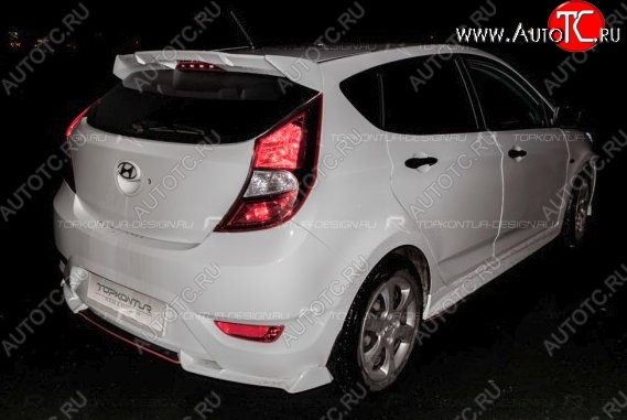 4 299 р. Накладка на задний бампер (хетчбек) Topkontur  Hyundai Solaris  1 седан (2010-2014) (Тисненая поверхность, Неокрашенная)
