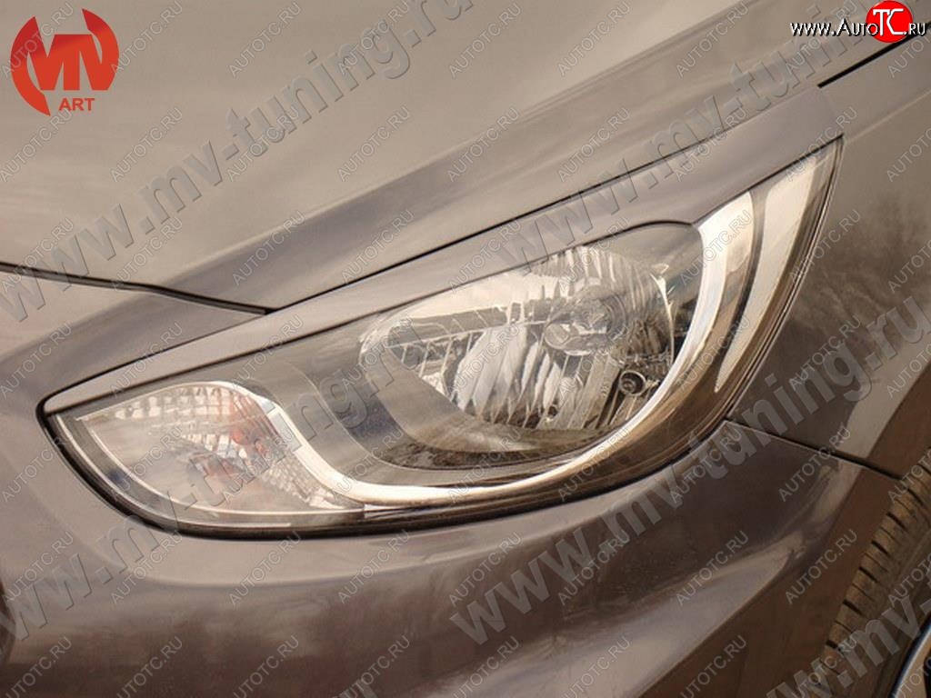 999 р. Реснички на фары MV tuning v2  Hyundai Solaris ( 1 седан,  1 хэтчбек) (2010-2014) (Неокрашенные)