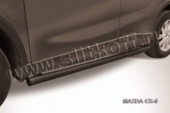 9 749 р. Защита порогов Slitkoff Mazda CX-5 KE дорестайлинг (2011-2014) (Цвет: серебристый). Увеличить фотографию 1