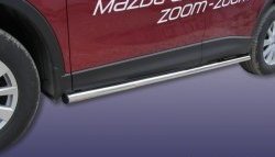 12 399 р. Защита порогов из круглой трубы диаметром 57 мм Slitkoff Mazda CX-5 KE дорестайлинг (2011-2014) (Нержавейка, Полированная). Увеличить фотографию 1