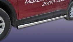 13 899 р. Защита порогов из круглой трубы диаметром 76 мм Slitkoff Mazda CX-5 KE дорестайлинг (2011-2014) (Нержавейка, Полированная). Увеличить фотографию 1
