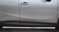 17 299 р. Защита порогов из круглой трубы диаметром 63 мм Russtal Mazda CX-5 KE дорестайлинг (2011-2014) (Защита порогов с со скосами на торцах (вариант 1)). Увеличить фотографию 1