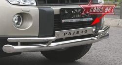 6 299 р. Декоративная накладка Souz-96 на передний бампер  Mitsubishi Pajero ( 4 V90,  4 V80) (2006-2011). Увеличить фотографию 1