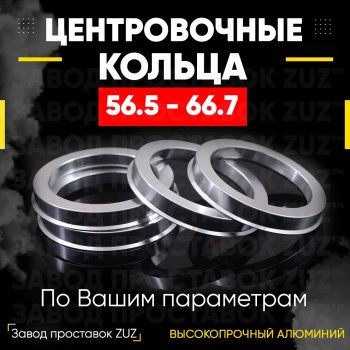 Алюминиевое центровочное кольцо (4 шт) ЗУЗ 56.5 x 66.7 Fiat Grande Punto (2012-2024) 