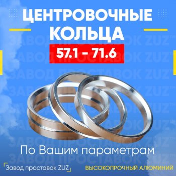 Алюминиевое центровочное кольцо (4 шт) ЗУЗ 57.1 x 71.6 Skoda Fabia Mk3 универсал дорестайлинг (2014-2018) 