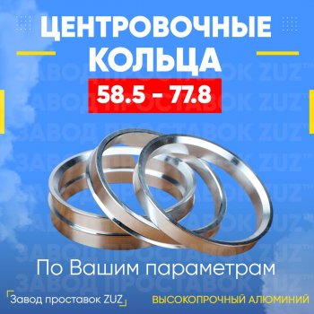 Алюминиевое центровочное кольцо (4 шт) ЗУЗ 58.5 x 77.8 Лада 2102 (1971-1985) 
