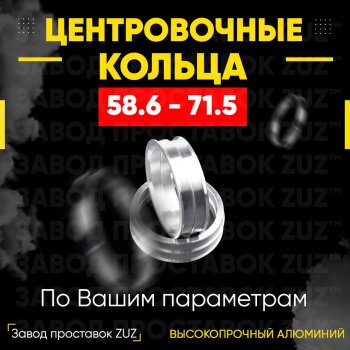 Алюминиевое центровочное кольцо (4 шт) ЗУЗ 58.6 x 71.5 Лада Калина 1119 хэтчбек (2004-2013) 