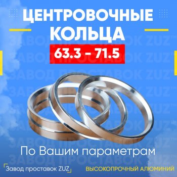 Алюминиевое центровочное кольцо (4 шт) ЗУЗ 63.3 x 71.5 Ford Ka 3 хэтчбек (2016-2018) 
