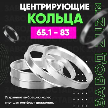 1 199 р. Алюминиевое центровочное кольцо (4 шт) ЗУЗ 65.1 x 83.0 CITROEN Berlingo M59 рестайлинг (2002-2012). Увеличить фотографию 1
