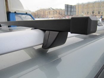 Комплект поперечин с крепежом для рейлингов INTER Nissan Terrano D10 дорестайлинг (2013-2016)  (Чёрные квадратные стальные, 1200 мм)