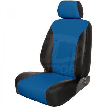 4 499 р. Чехлы сидений универсальные (экокожа) ПЕТРОВ Орегон BMW X5 F15 (2013-2018) (черный/синий). Увеличить фотографию 1