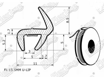 187 р. Универсальный уплотнитель FlexLine (15.5 mm U-LIP, клеевая основа) Volkswagen Jetta A5 седан (2005-2011). Увеличить фотографию 3
