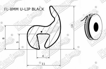 187 р. Универсальный уплотнитель FlexLine (жесткий профиль 8 mm U-LIP, 1 погонный метр) Chevrolet Lacetti седан (2002-2013). Увеличить фотографию 2