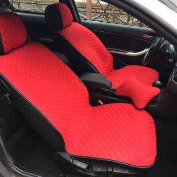 2 669 р. Универсальная накидка на сиденья Lord Autofashion Кристалл (трикотаж, 2 места) Audi Q7 4M дорестайлинг (2015-2020) (Красный). Увеличить фотографию 2