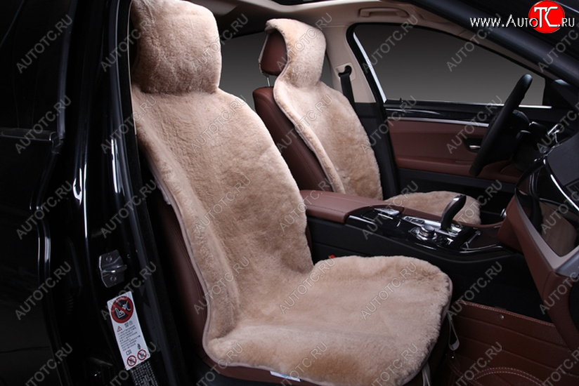 5 949 р. Накидка на переднее сиденье AUTOPILOT Короткий ворс (1 шт., овчина, цельная шкура, класс А) Toyota Land Cruiser Prado J120 (2002-2009) (Темно бежевый)