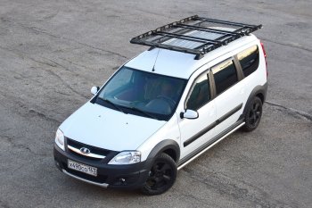 Универсальный багажник-корзина трехсекционный широкий (2100х1300 мм, под поперечины) Petroil Tuning Лада Приора 21728 купе дорестайлинг (2010-2013)