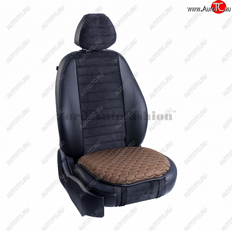 689 р. Подушка для сиденья универсальная Lord Autofashion Комфорт+ (велюр) Toyota Land Cruiser Prado J120 (2002-2009) (Коричневый)