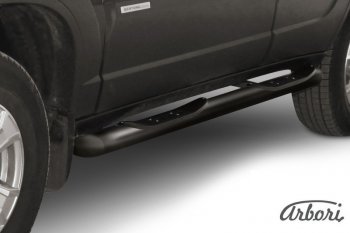 9 989 р. Защита штатных порогов Arbori (с проступью, черная, d76 mm). Chevrolet Niva 2123 рестайлинг (2009-2020). Увеличить фотографию 1
