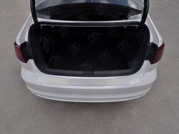 1 359 р. Защитная накладка заднего бампера Russtal  Volkswagen Jetta  A6 (2015-2018) (Нержавейка полированная). Увеличить фотографию 1